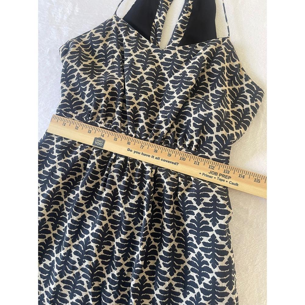 Madewell Silk Daylight Dress Size 2 Ikat Bloom Navy Cream Halter Fit Flare - Picture 7 of 15